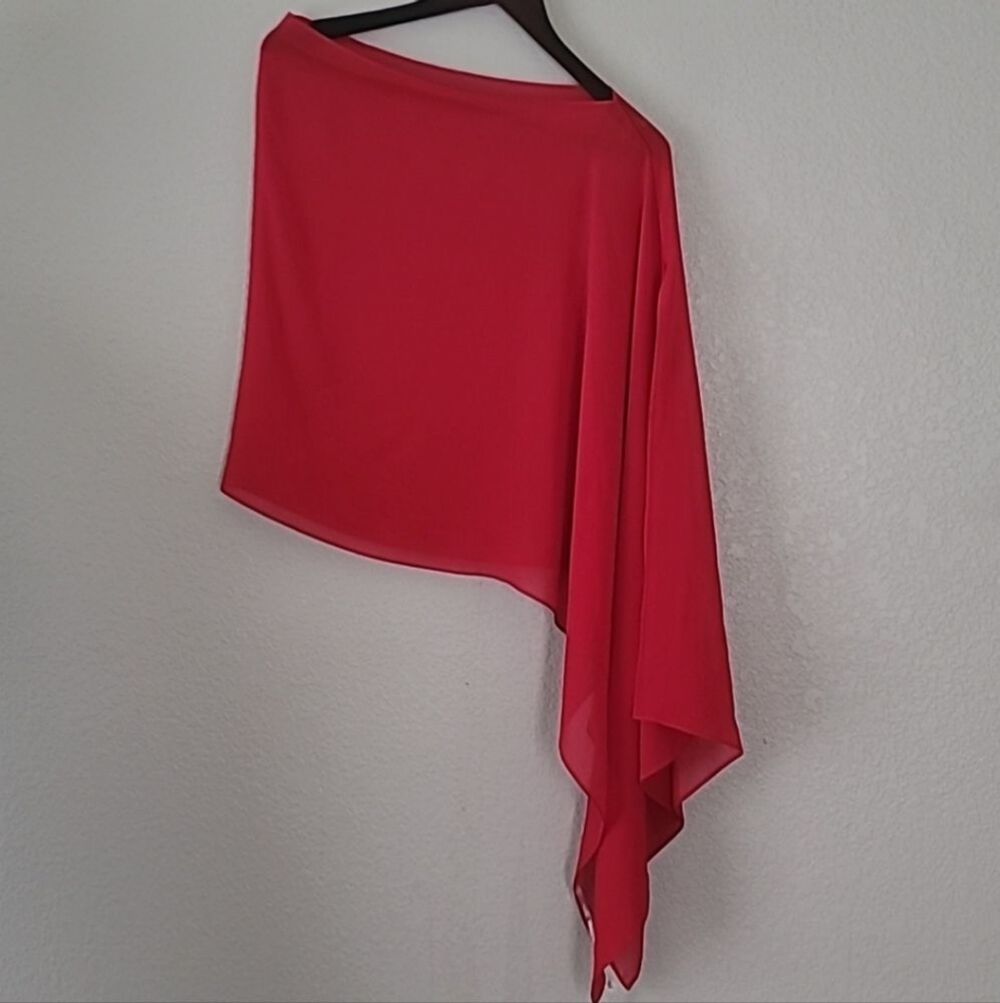Eileen Fisher Sheer Silk Georgette Wrap In Scarlet One Size - Picture 4 of 11
